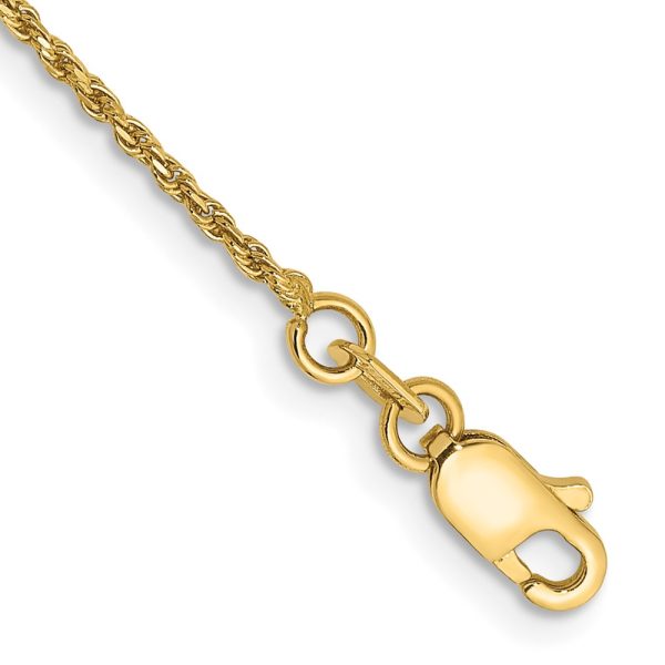 14k 1.15mm Diamond-cut Machine-made Rope Chain Anklet