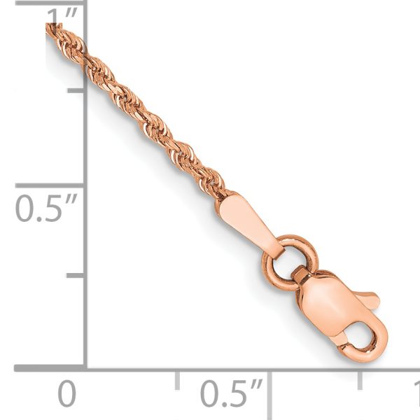 14k Rose Gold 1.75mm D/C Rope Chain Anklet - Image 2