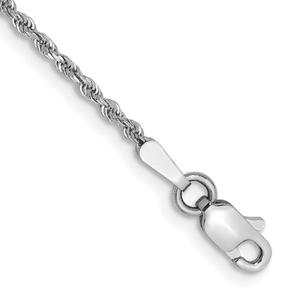 14k White Gold 1.5mm Diamond-cut Rope Anklet