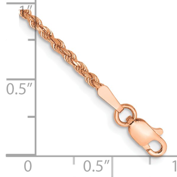 14k Rose Gold 1.75mm D/C Rope with Lobster Clasp Chain - Image 2