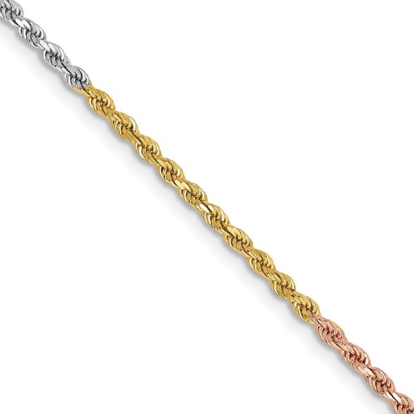 14k Tri-Color 1.75mm D/C Rope Chain