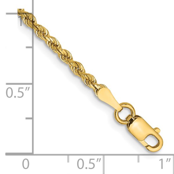 14k 2mm D/C Rope with Lobster Clasp Chain - Image 2