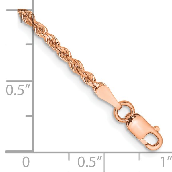 14k Rose Gold 2mm D/C Rope with Lobster Clasp Chain - Image 2