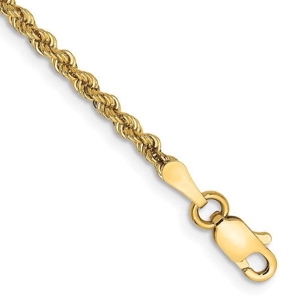 14k 2.25mm Regular Rope Chain Anklet