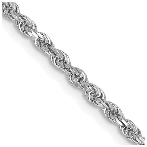 14k White Gold 2mm D/C Rope Chain Anklet