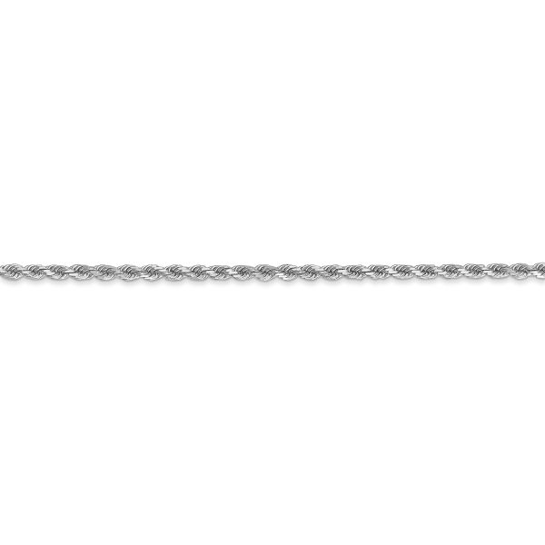 14k White Gold 2mm D/C Rope Chain Anklet - Image 3