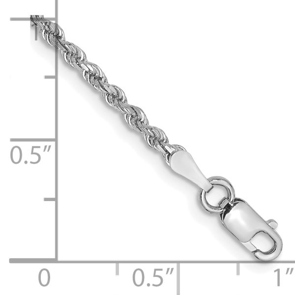 14k White Gold 2mm Diamond-cut Rope Chain Anklet - Image 2