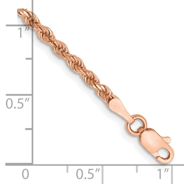 14k Rose Gold 2.25mm D/C Rope with Lobster Clasp Chain - Image 2