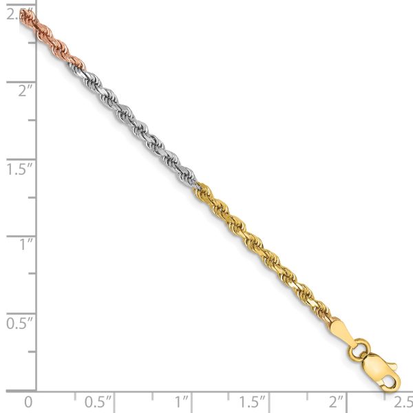 14k Tri-Color 2.5mm D/C Rope Chain - Image 2