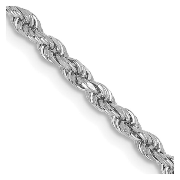 10k White Gold 2.25mm Diamond-cut Rope Chain