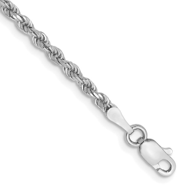 14k White Gold 2.25mm Diamond-cut Rope Chain Anklet