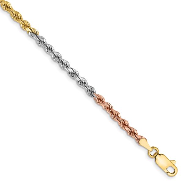 14k Tri-Color 2.9mm D/C Rope Chain