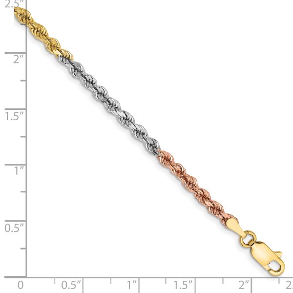 14k Tri-Color 2.9mm D/C Rope Chain - Image 2