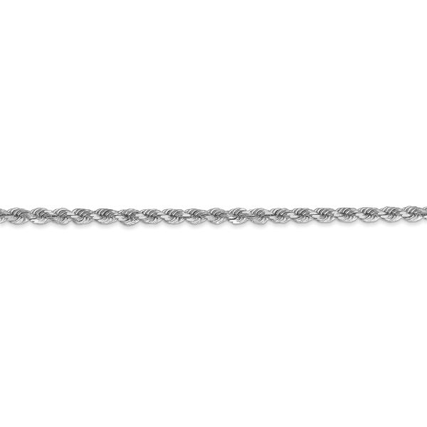 10k White Gold 2.75mm Diamond-cut Rope Chain - Image 2