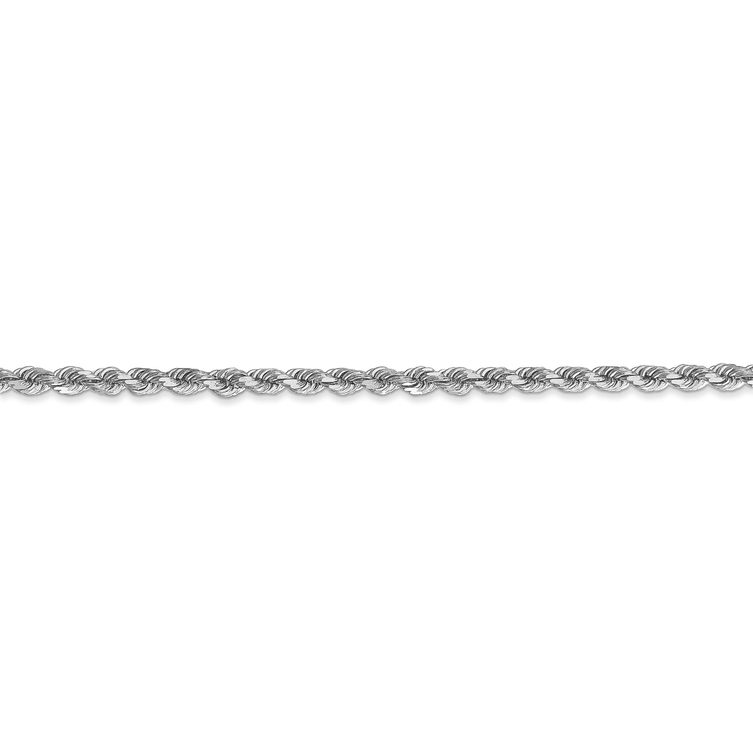 14k White Gold 2.75mm D/C Rope with Lobster Clasp Chain - Image 2