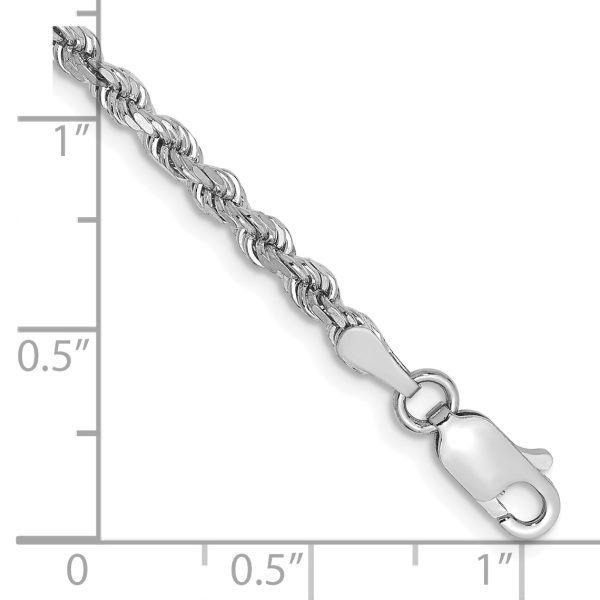 14k White Gold 2.75mm D/C Rope with Lobster Clasp Chain - Image 2