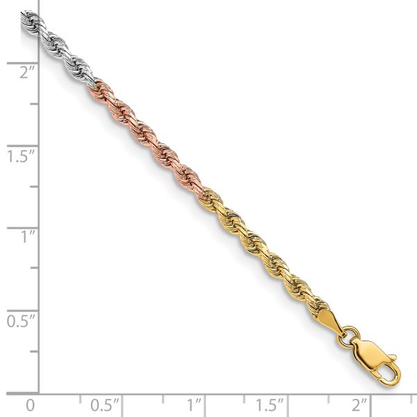 14k Tri-Color 3mm D/C Rope Chain - Image 2