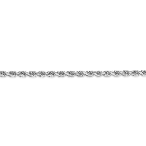 10k White Gold 3mm Diamond-cut Rope Chain - Image 2