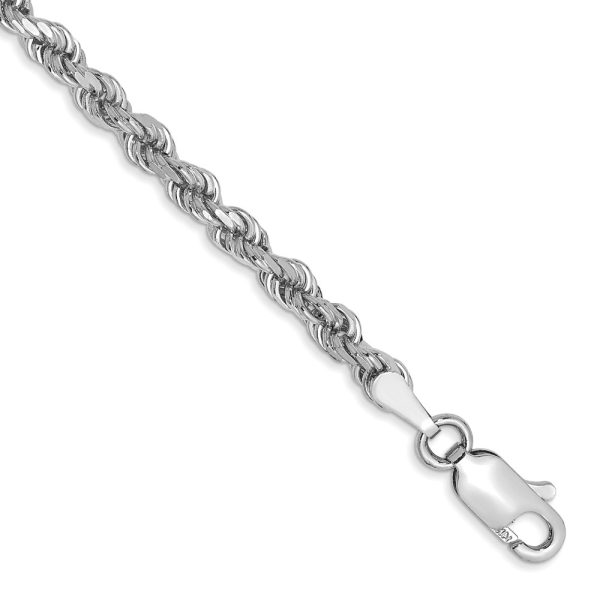 10k White Gold 3mm Diamond-cut Rope Chain