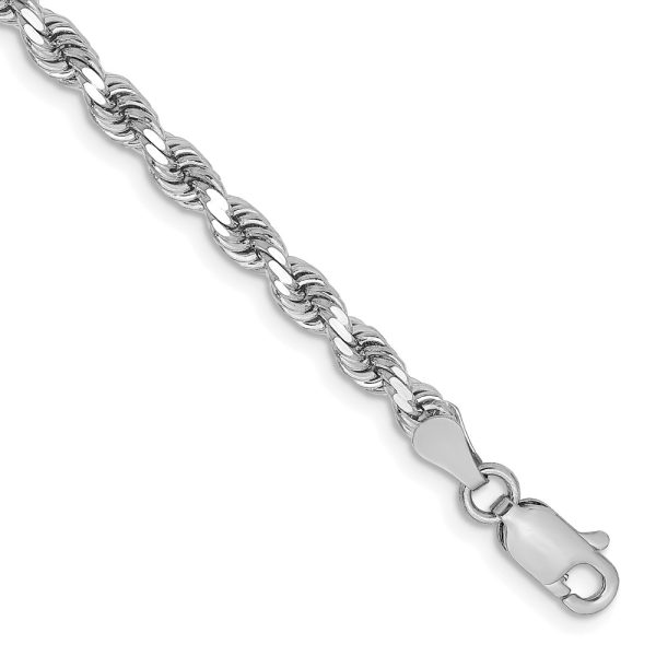 10k White Gold 3.25mm Diamond-cut Rope Chain