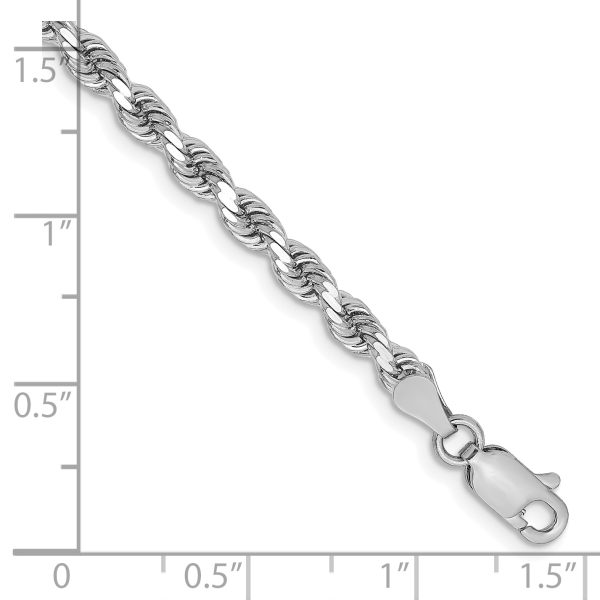 10k White Gold 3.25mm Diamond-cut Rope Chain - Image 2