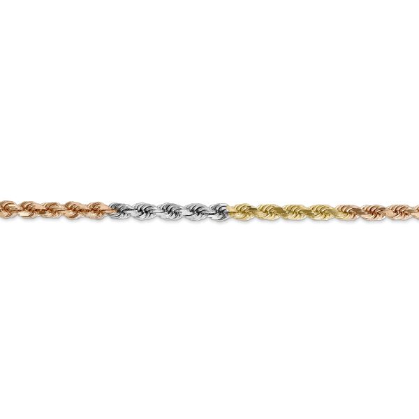 14k Tri-Color 4mm D/C Rope Chain - Image 2