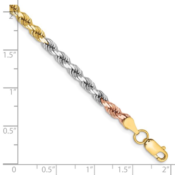 14k Tri-Color 4mm D/C Rope Chain - Image 2