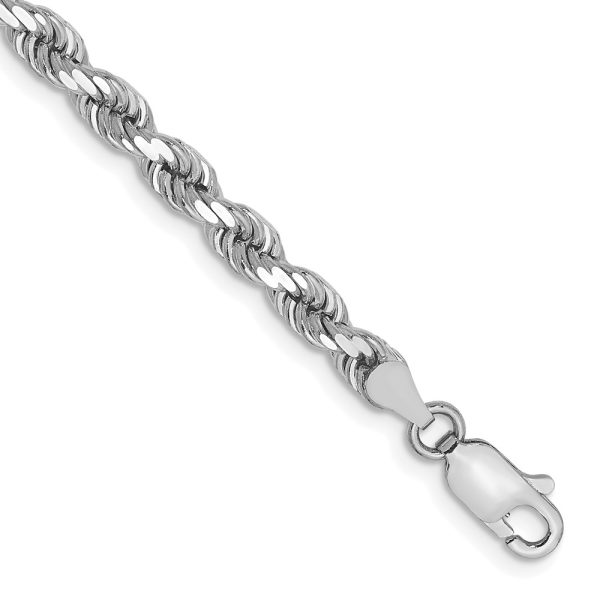 14k White Gold 4mm D/C Rope with Lobster Clasp Chain