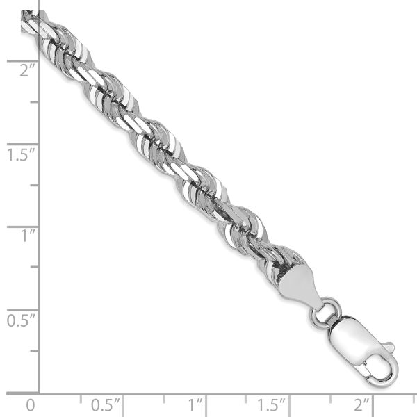 14k White Gold 5.5mm D/C Rope with Lobster Clasp Chain - Image 2