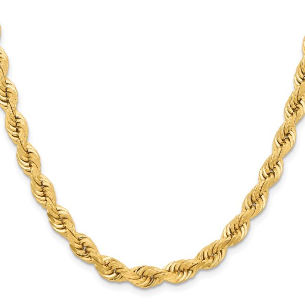 14K 6.5mm  D/C Rope with Fancy Lobster Clasp Chain - Image 2