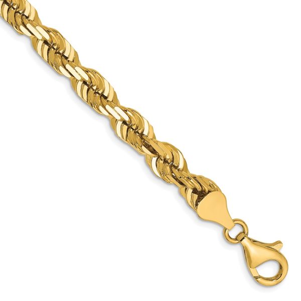 14K 6.5mm  D/C Rope with Fancy Lobster Clasp Chain