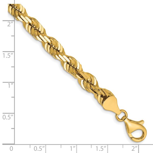 14K 6.5mm  D/C Rope with Fancy Lobster Clasp Chain - Image 2