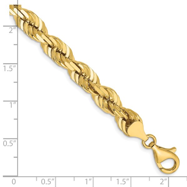 14K 7mm  D/C Rope with Fancy Lobster Clasp Chain - Image 2