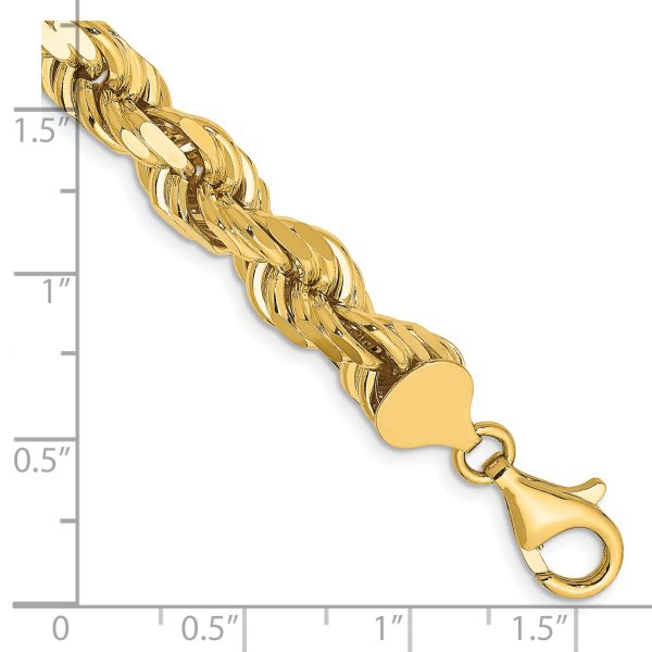 14K 8mm  D/C Rope with Fancy Lobster Clasp Chain - Image 2