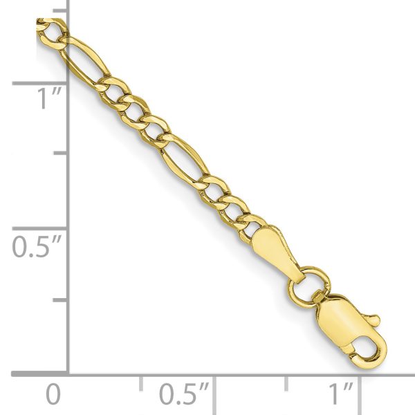 10k 2.5mm Semi-Solid Figaro Chain Anklet - Image 2