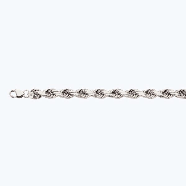 10K 12MM WHITE GOLD SOLID DC ROPE 20" CHAIN NECKLACE (AVAILABLE IN LENGTHS 7" - 30") - Image 2