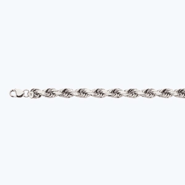 14K 12MM WHITE GOLD SOLID DC ROPE 26" CHAIN NECKLACE (AVAILABLE IN LENGTHS 7" - 30") - Image 2