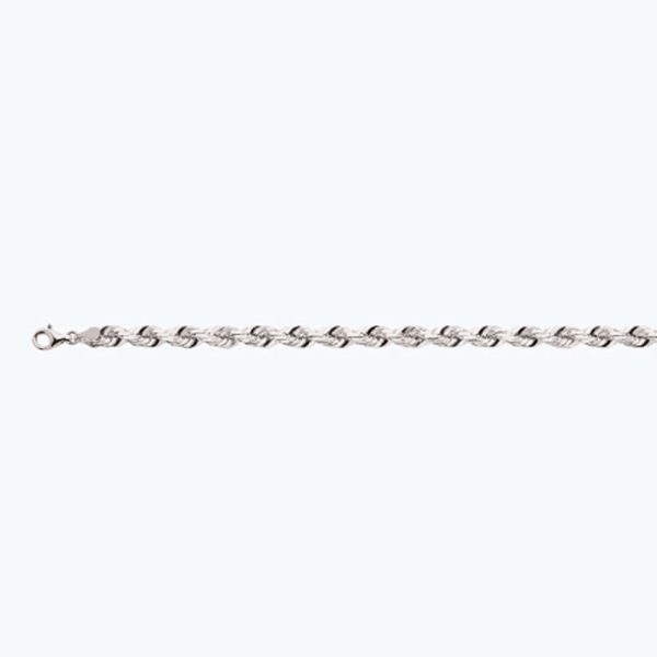 14K 7MM WHITE GOLD SOLID DC ROPE 8.5" CHAIN BRACELET (AVAILABLE IN LENGTHS 7" - 30")