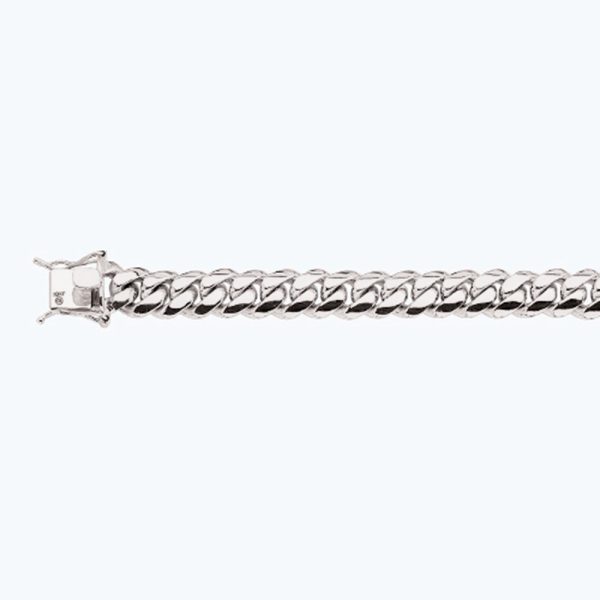 14K 12MM WHITE GOLD SOLID MIAMI CUBAN 22" CHAIN NECKLACE (AVAILABLE IN LENGTHS 7" - 30")