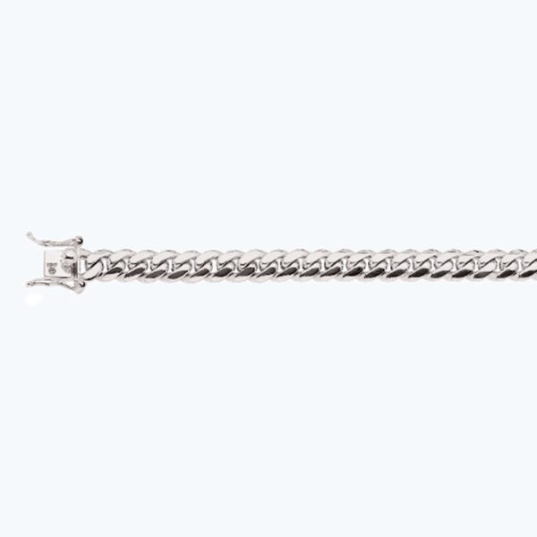 14K 8MM WHITE GOLD SOLID MIAMI CUBAN 16" CHAIN NECKLACE (AVAILABLE IN LENGTHS 7" - 30") - Image 2