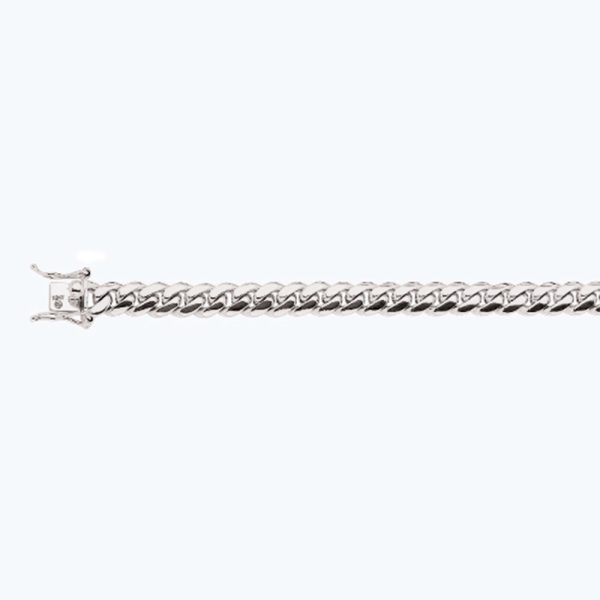 14K 7MM WHITE GOLD SOLID MIAMI CUBAN 18" CHAIN NECKLACE (AVAILABLE IN LENGTHS 7" - 30") - Image 2