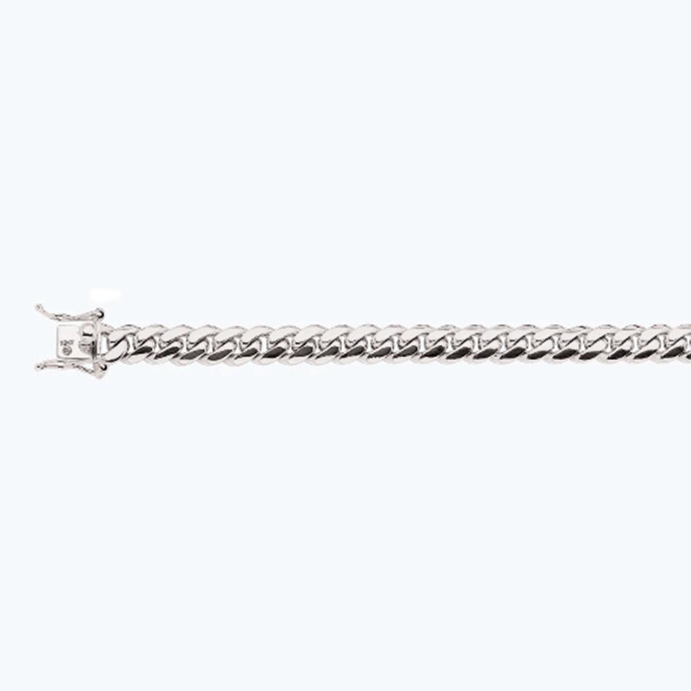 10K 7MM WHITE GOLD SOLID MIAMI CUBAN 22" CHAIN NECKLACE (AVAILABLE IN LENGTHS 7" - 30") - Image 2