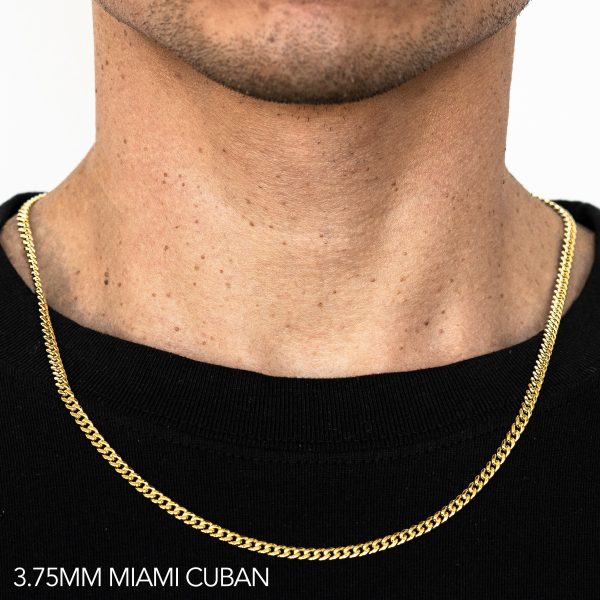 10K 3.75MM YELLOW GOLD HOLLOW MIAMI CUBAN 18" CHAIN NECKLACE (AVAILABLE IN LENGTHS 7" - 30")