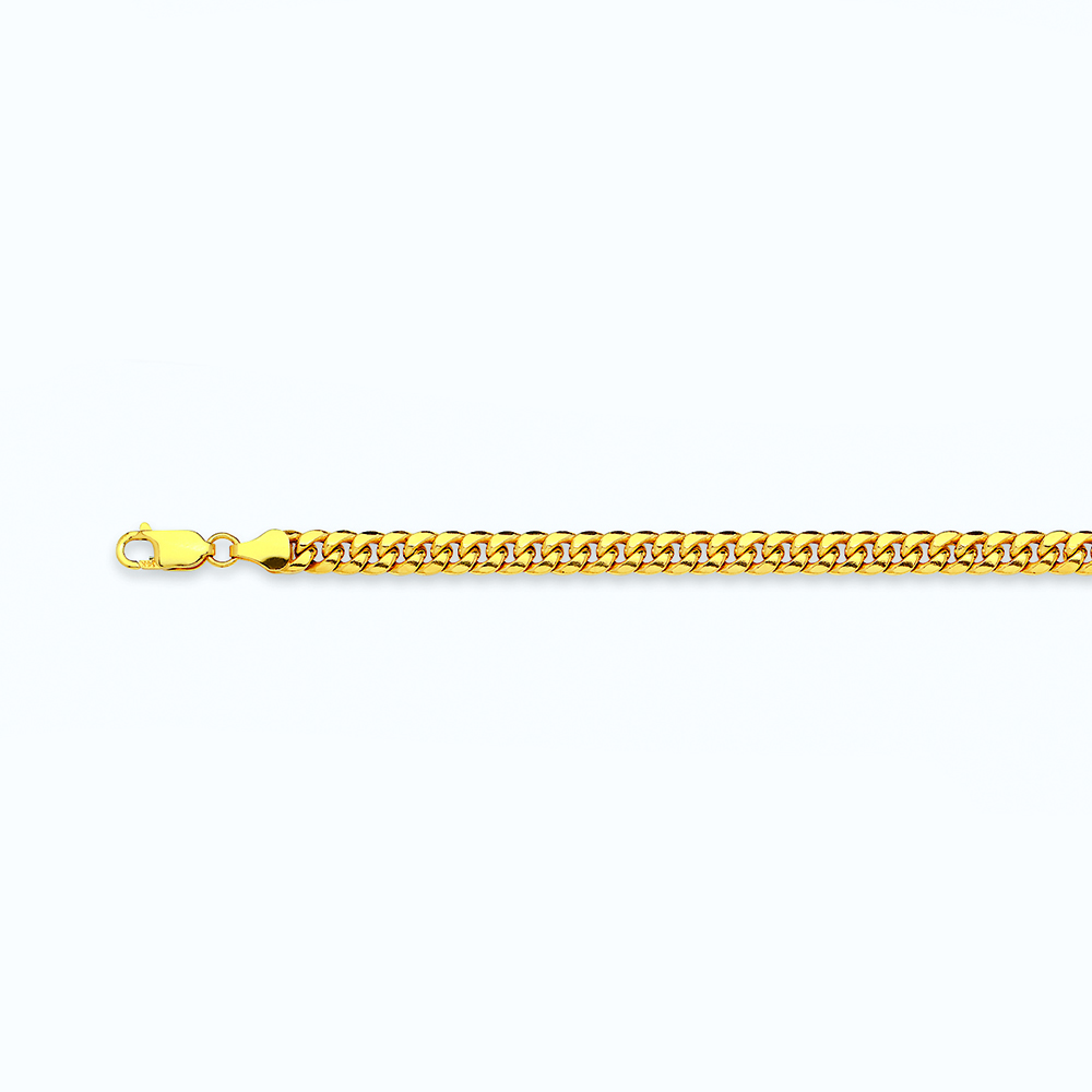 10K 3MM YELLOW GOLD HOLLOW MIAMI CUBAN 8" CHAIN BRACELET (AVAILABLE IN LENGTHS 7" - 30")