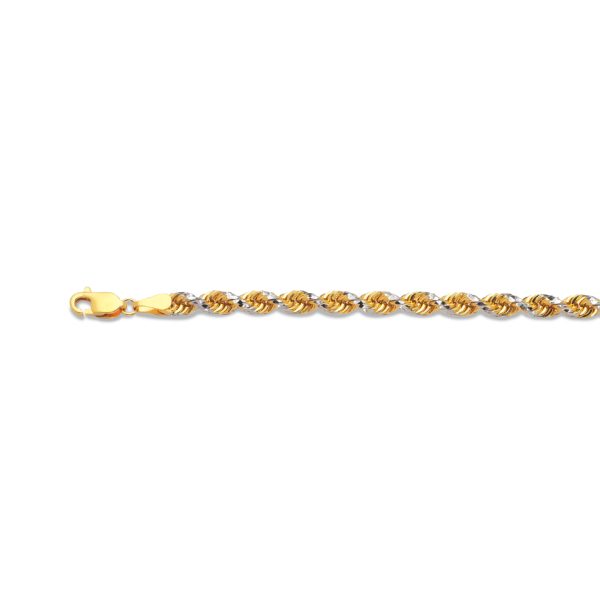 10K 5MM TWO TONE SOLID DC PRISM ROPE 8.5" CHAIN BRACELET (AVAILABLE IN LENGTHS 7" - 30")