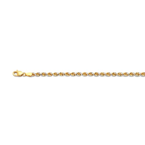 10K 3MM TWO TONE SOLID DC PRISM ROPE 20" CHAIN NECKLACE (AVAILABLE IN LENGTHS 7" - 30")