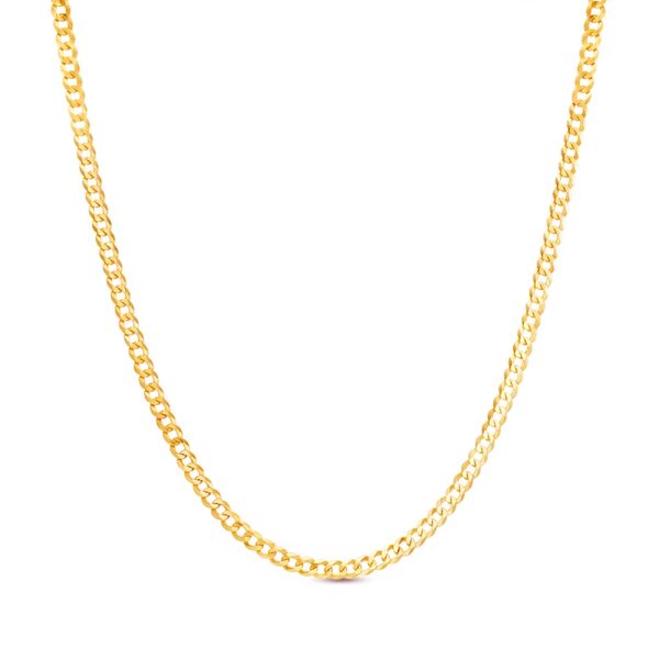 10K 2.5MM YELLOW GOLD SOLID CURB 30" CHAIN NECKLACE (AVAILABLE IN LENGTHS 7" - 30") - Image 2