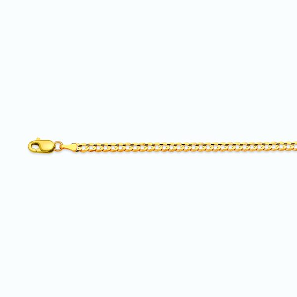 14K 2.5MM YELLOW GOLD SOLID CURB 18" CHAIN NECKLACE (AVAILABLE IN LENGTHS 7" - 30") - Image 3