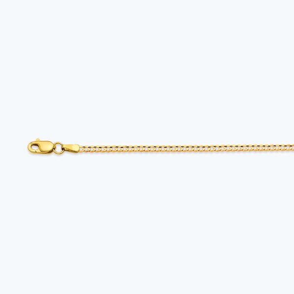 10K 2MM YELLOW GOLD SOLID CURB 22" CHAIN NECKLACE (AVAILABLE IN LENGTHS 7" - 30") - Image 2