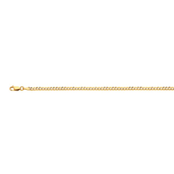 10K 2.5MM YELLOW GOLD SOLID PAVE CURB 18" CHAIN NECKLACE (AVAILABLE IN LENGTHS 7" - 30")